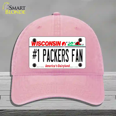 Number 1 Packers Fan Novelty License Plate Hat Tag Unconstructed Cotton / Pink