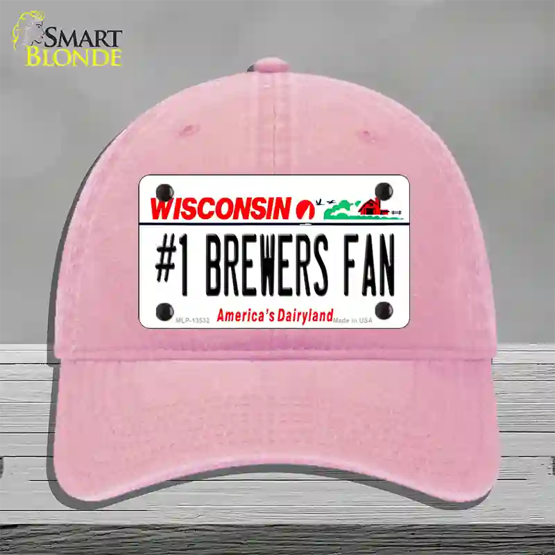 Number 1 Brewers Fan Novelty License Plate Hat Tag Unconstructed Cotton / Pink