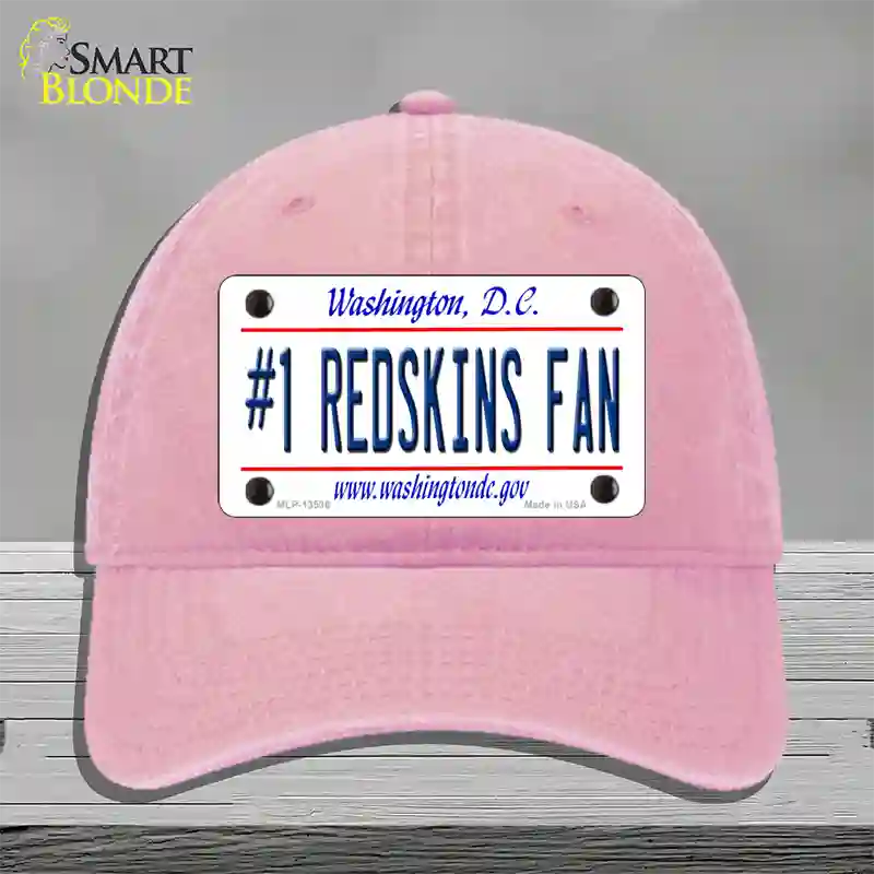 Number 1 Redskins Fan Novelty License Plate Hat Tag Unconstructed Cotton / Pink