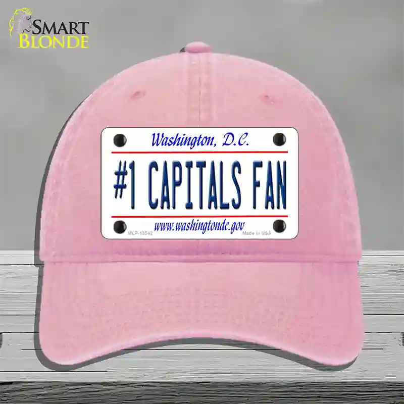 Number 1 Capitals Fan Novelty License Plate Hat Tag Unconstructed Cotton / Pink