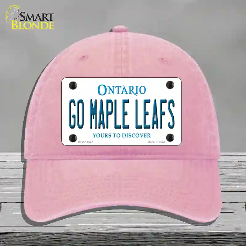 Go Maple Leafs Novelty License Plate Hat Tag Unconstructed Cotton / Pink