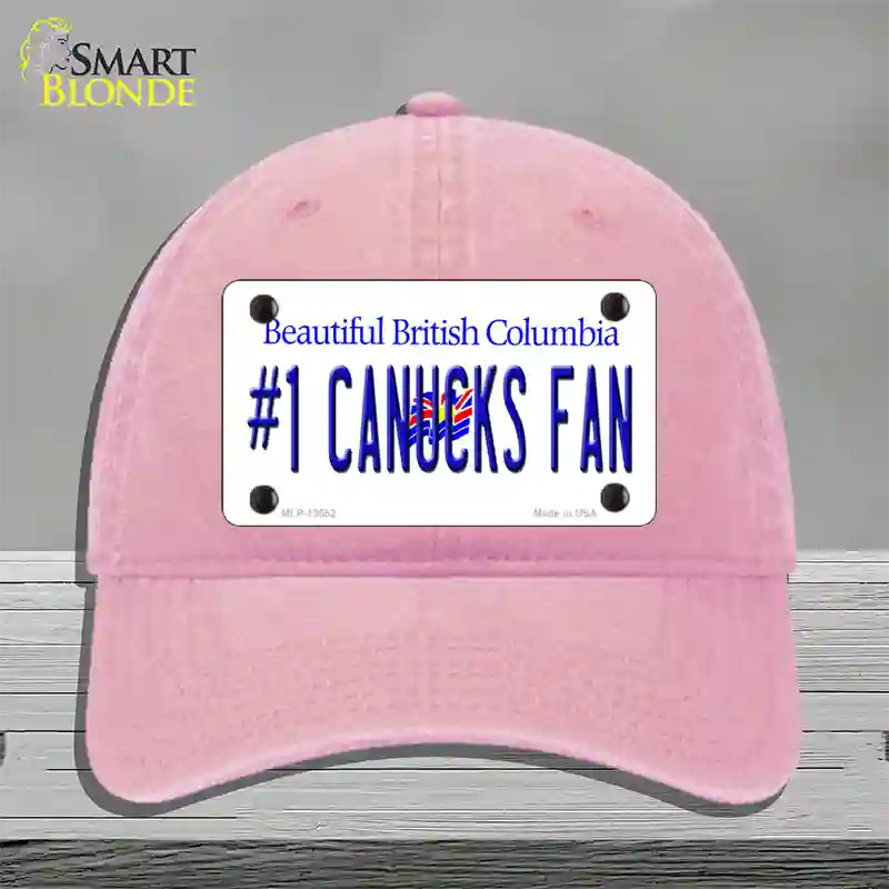 Number 1 Canucks Fan Novelty License Plate Hat Tag Unconstructed Cotton / Pink