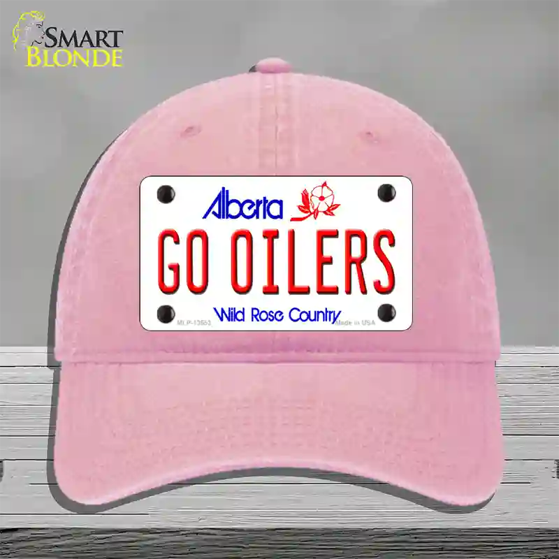 Go Oilers Novelty License Plate Hat Tag Unconstructed Cotton / Pink