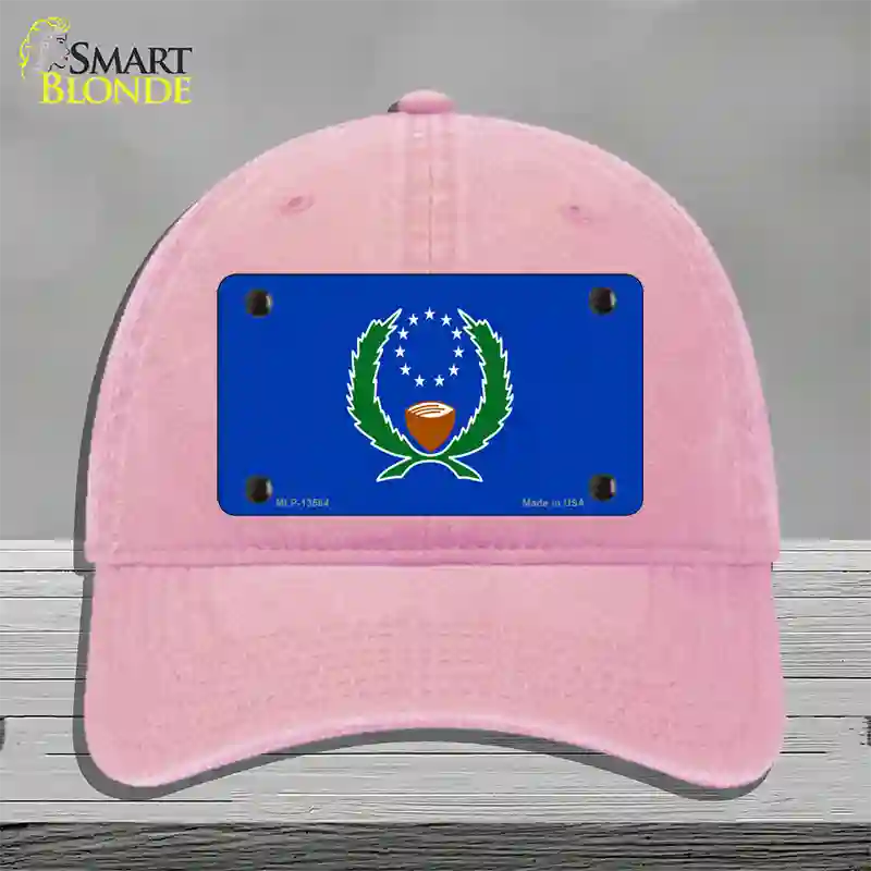 Pohnpei Flag Novelty License Plate Hat Unconstructed Cotton / Pink