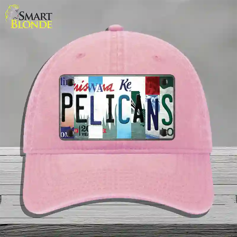 Pelicans Strip Art Novelty License Plate Hat Tag Unconstructed Cotton / Pink