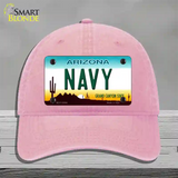 Navy Arizona Novelty License Plate Hat Tag Unconstructed Cotton / Pink