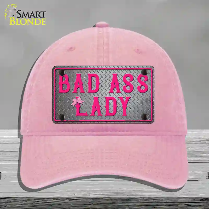 Bad Ass Lady Novelty License Plate Hat Tag Unconstructed Cotton / Pink