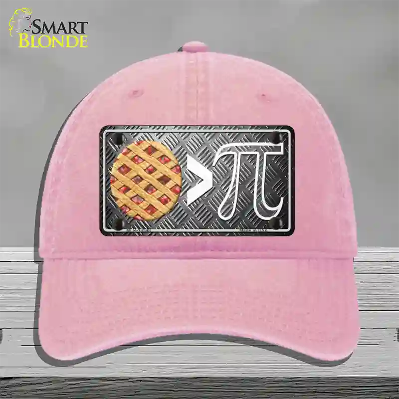 Pie Greater Than Pi Novelty License Plate Hat Tag Unconstructed Cotton / Pink