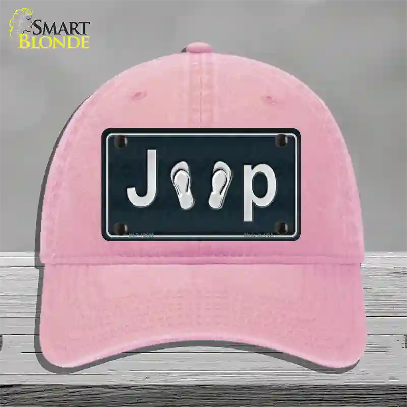 J**P Flipflop Novelty License Plate Hat Tag Unconstructed Cotton / Pink