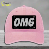 OMG Black Novelty License Plate Hat Tag Unconstructed Cotton / Pink