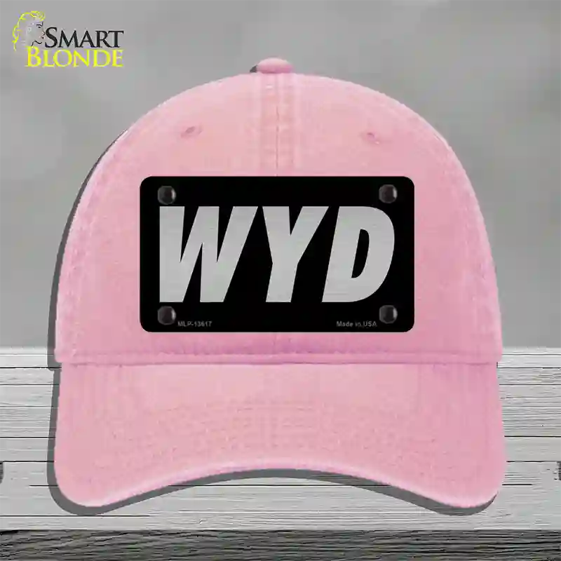 WYD Black Novelty License Plate Hat Tag Unconstructed Cotton / Pink