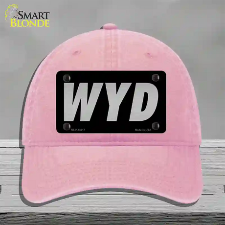 WYD Black Novelty License Plate Hat Tag Unconstructed Cotton / Pink