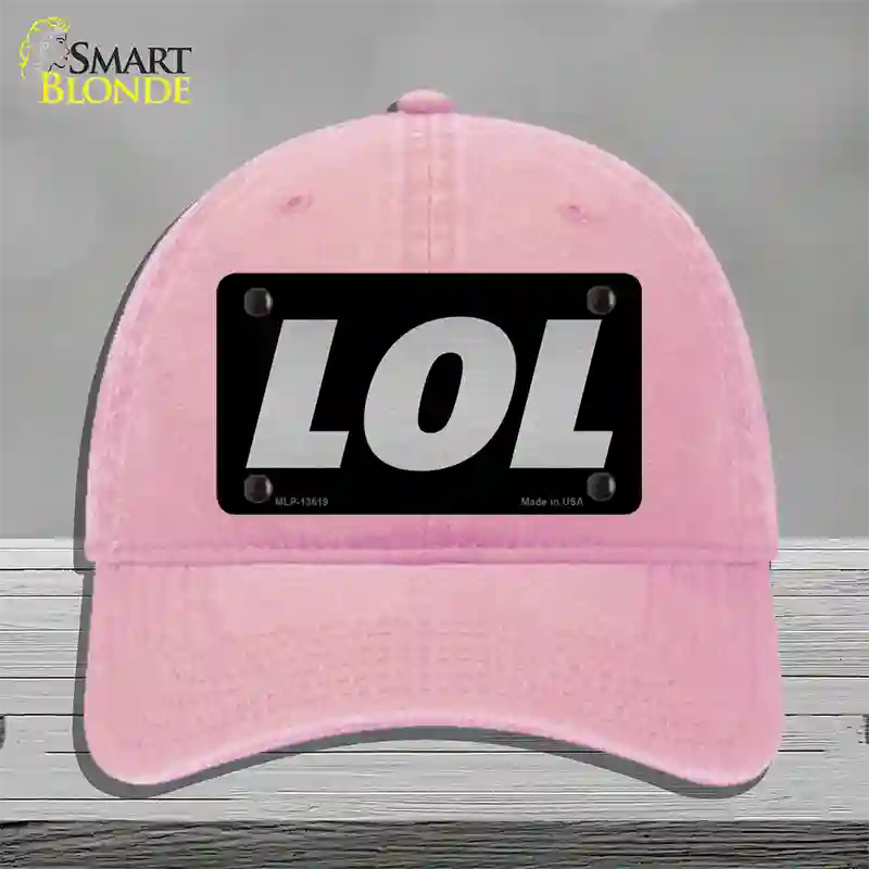 LOL Black Novelty License Plate Hat Tag Unconstructed Cotton / Pink