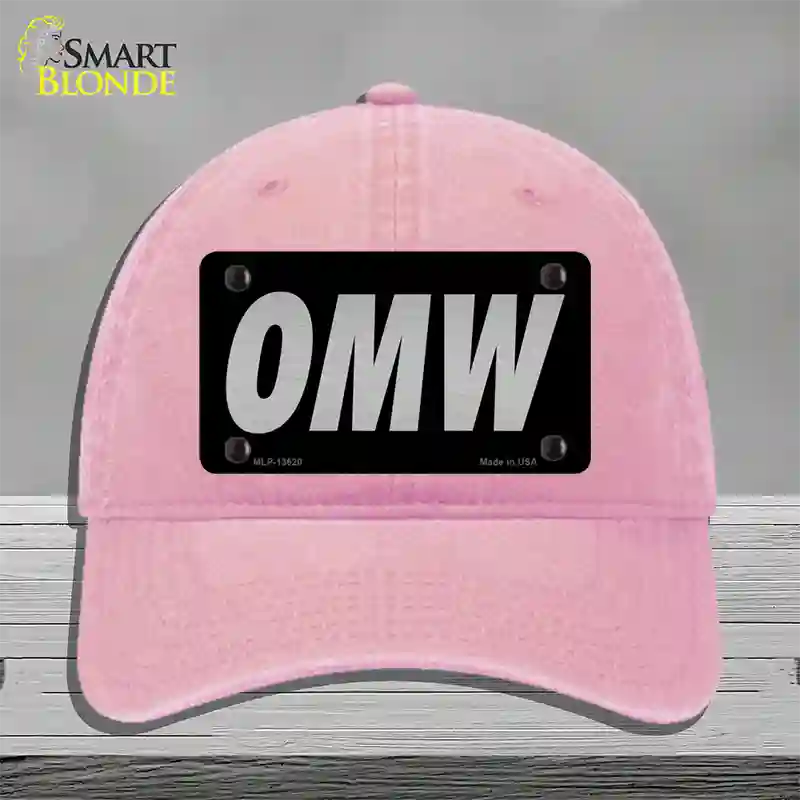 OMW Black Novelty License Plate Hat Tag Unconstructed Cotton / Pink