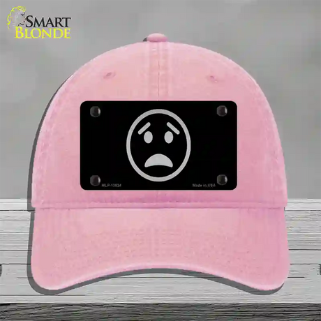 Worried Black Novelty License Plate Hat Tag Unconstructed Cotton / Pink