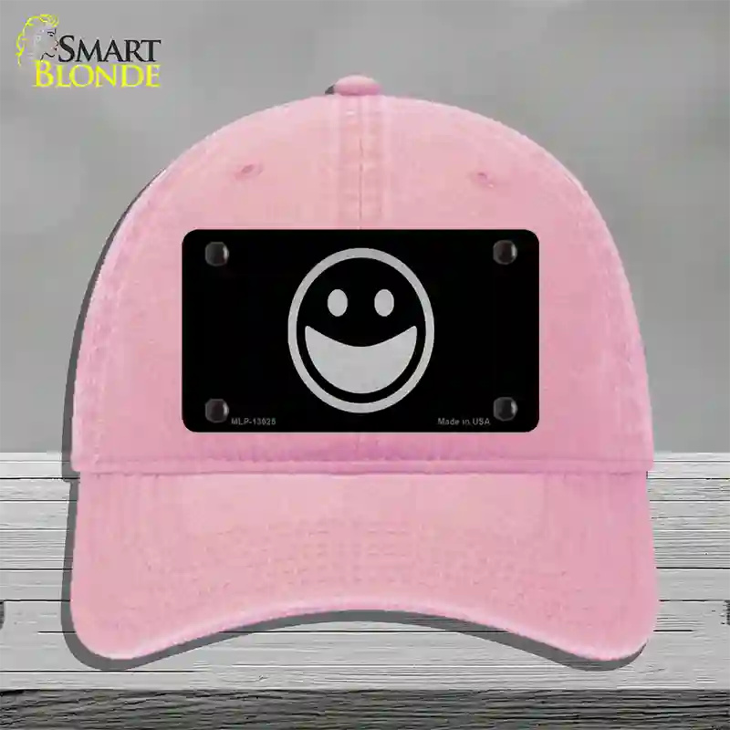 Happy Black Novelty License Plate Hat Tag Unconstructed Cotton / Pink