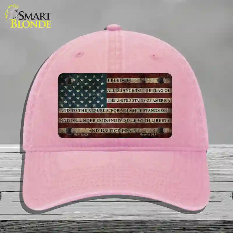 I Pledge Allegiance Flag Novelty License Plate Hat Tag Unconstructed Cotton / Pink