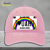 I Heart Oahu Novelty License Plate Hat Tag Unconstructed Cotton / Pink