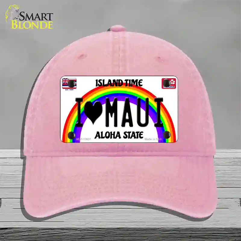 I Heart Maui Novelty License Plate Hat Tag Unconstructed Cotton / Pink