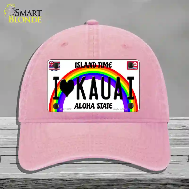 I Heart Kauai Novelty License Plate Hat Tag Unconstructed Cotton / Pink