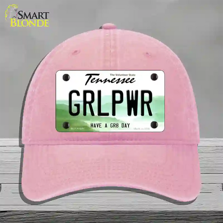 Girl Power Novelty License Plate Hat Tag Unconstructed Cotton / Pink