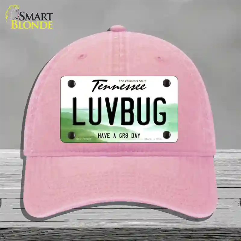 Love Bug Novelty License Plate Hat Tag Unconstructed Cotton / Pink