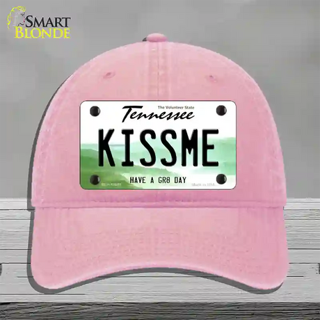 Kiss Me Novelty License Plate Hat Tag Unconstructed Cotton / Pink