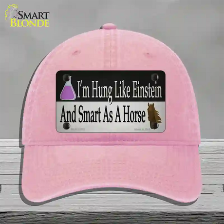 Hung Like Einstein Novelty License Plate Hat Tag Unconstructed Cotton / Pink