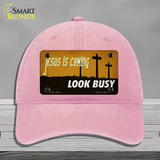 Jesus Is Coming Novelty License Plate Hat Tag Unconstructed Cotton / Pink