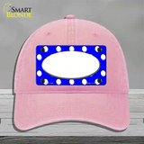 White Royal Blue Polka Dot Center Oval Novelty License Plate Hat Unconstructed Cotton / Pink