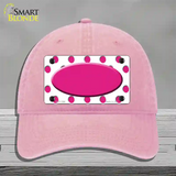 Hot Pink White Polka Dot Center Oval Novelty License Plate Hat Unconstructed Cotton / Pink