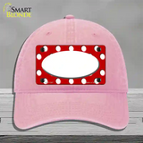 White Red Polka Dot Center Oval Novelty License Plate Hat Unconstructed Cotton / Pink