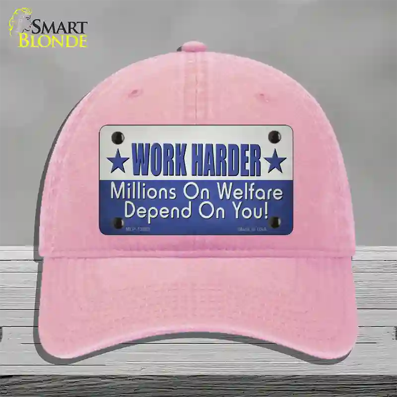 Welfare Depends On You Novelty License Plate Hat Tag Unconstructed Cotton / Pink