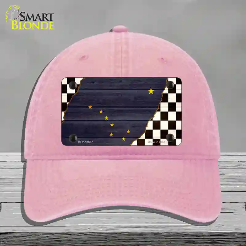 Alaska Racing Flag Novelty License Plate Hat Tag Unconstructed Cotton / Pink