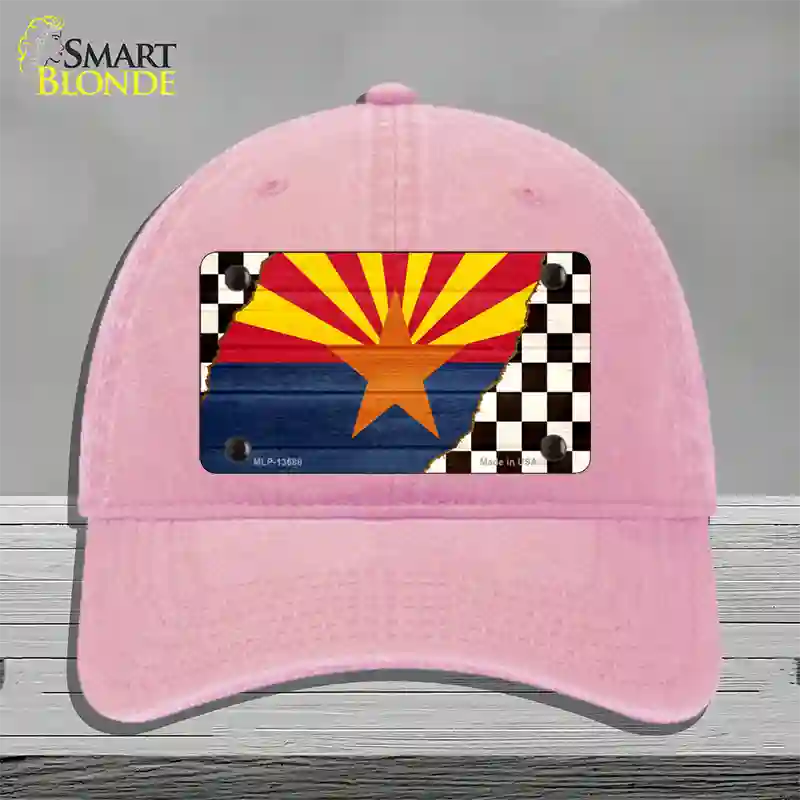 Arizona Racing Flag Novelty License Plate Hat Tag Unconstructed Cotton / Pink