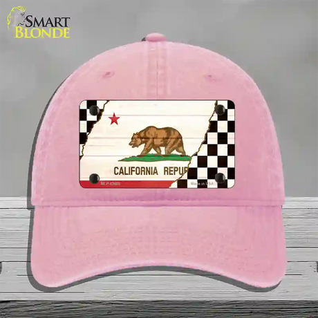 California Racing Flag Novelty License Plate Hat Tag Unconstructed Cotton / Pink