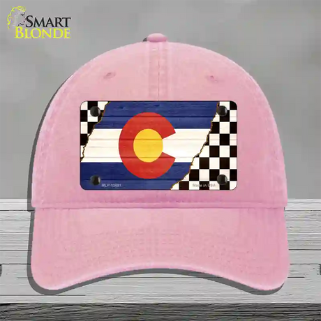 Colorado Racing Flag Novelty License Plate Hat Tag Unconstructed Cotton / Pink