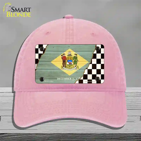 Delaware Racing Flag Novelty License Plate Hat Tag Unconstructed Cotton / Pink