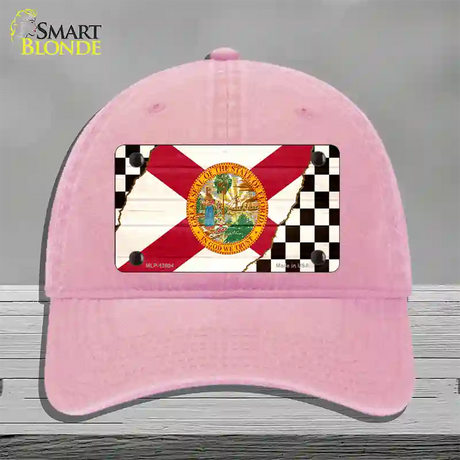 Florida Racing Flag Novelty License Plate Hat Tag Unconstructed Cotton / Pink