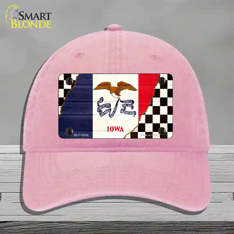 Iowa Racing Flag Novelty License Plate Hat Tag Unconstructed Cotton / Pink