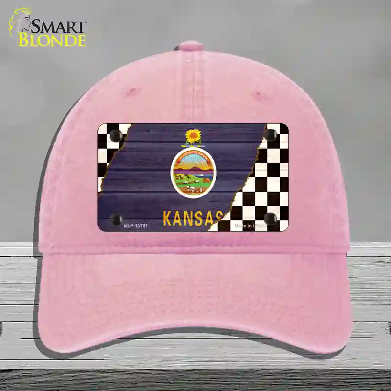 Kansas Racing Flag Novelty License Plate Hat Tag Unconstructed Cotton / Pink