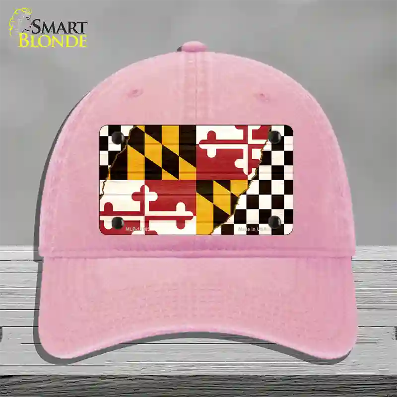 Maryland Racing Flag Novelty License Plate Hat Tag Unconstructed Cotton / Pink