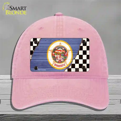 Minnesota Racing Flag Novelty License Plate Hat Tag Unconstructed Cotton / Pink