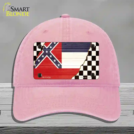 Mississippi Racing Flag Novelty License Plate Hat Tag Unconstructed Cotton / Pink