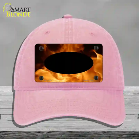 Real Flame With Black Center Oval Novelty License Plate Hat Unconstructed Cotton / Pink