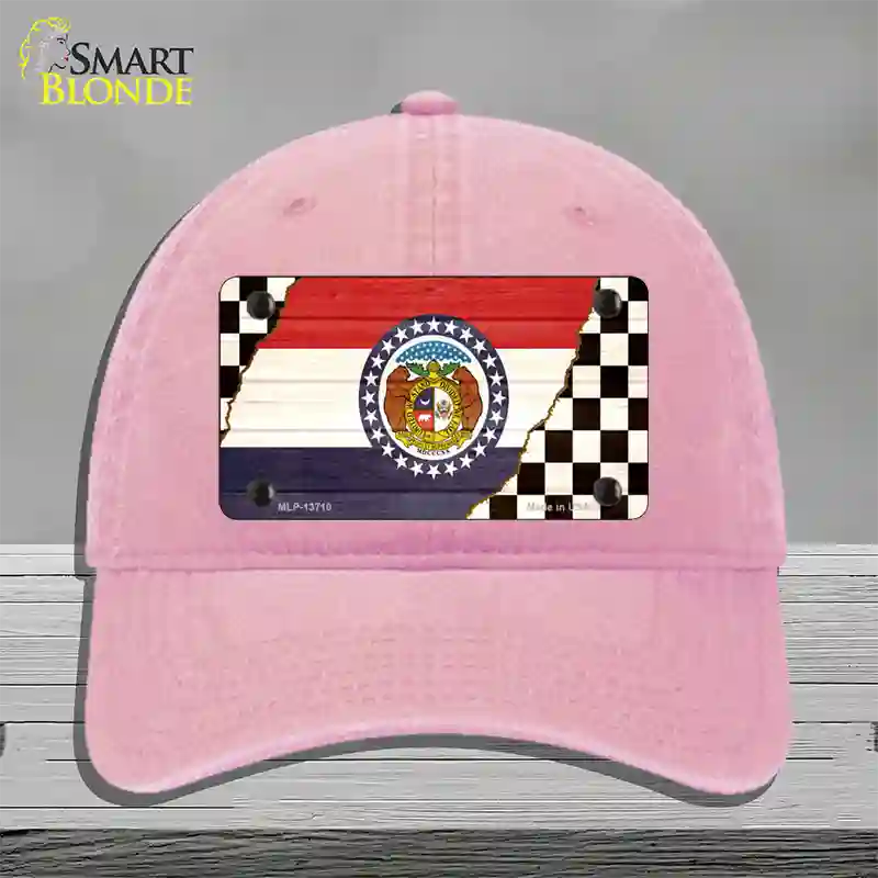 Missouri Racing Flag Novelty License Plate Hat Tag Unconstructed Cotton / Pink