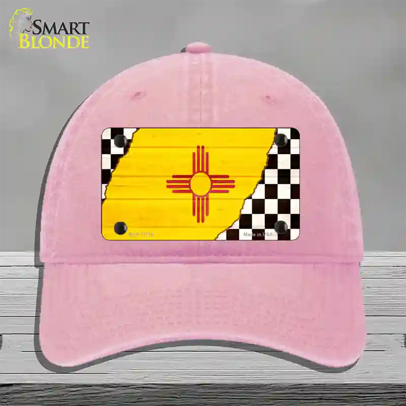 New Mexico Racing Flag Novelty License Plate Hat Tag Unconstructed Cotton / Pink