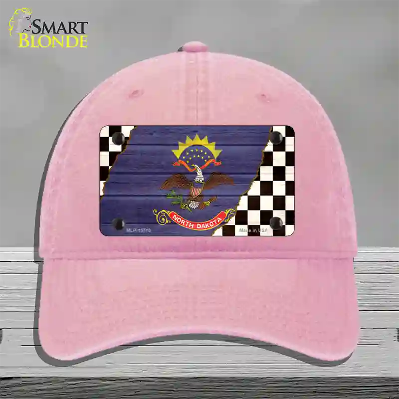North Dakota Racing Flag Novelty License Plate Hat Tag Unconstructed Cotton / Pink