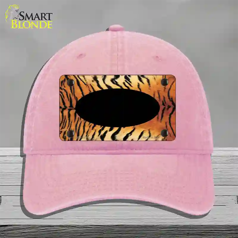 Tiger With Black Center Oval Novelty License Plate Hat Unconstructed Cotton / Pink