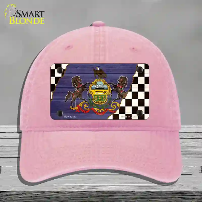 Pennsylvania Racing Flag Novelty License Plate Hat Tag Unconstructed Cotton / Pink